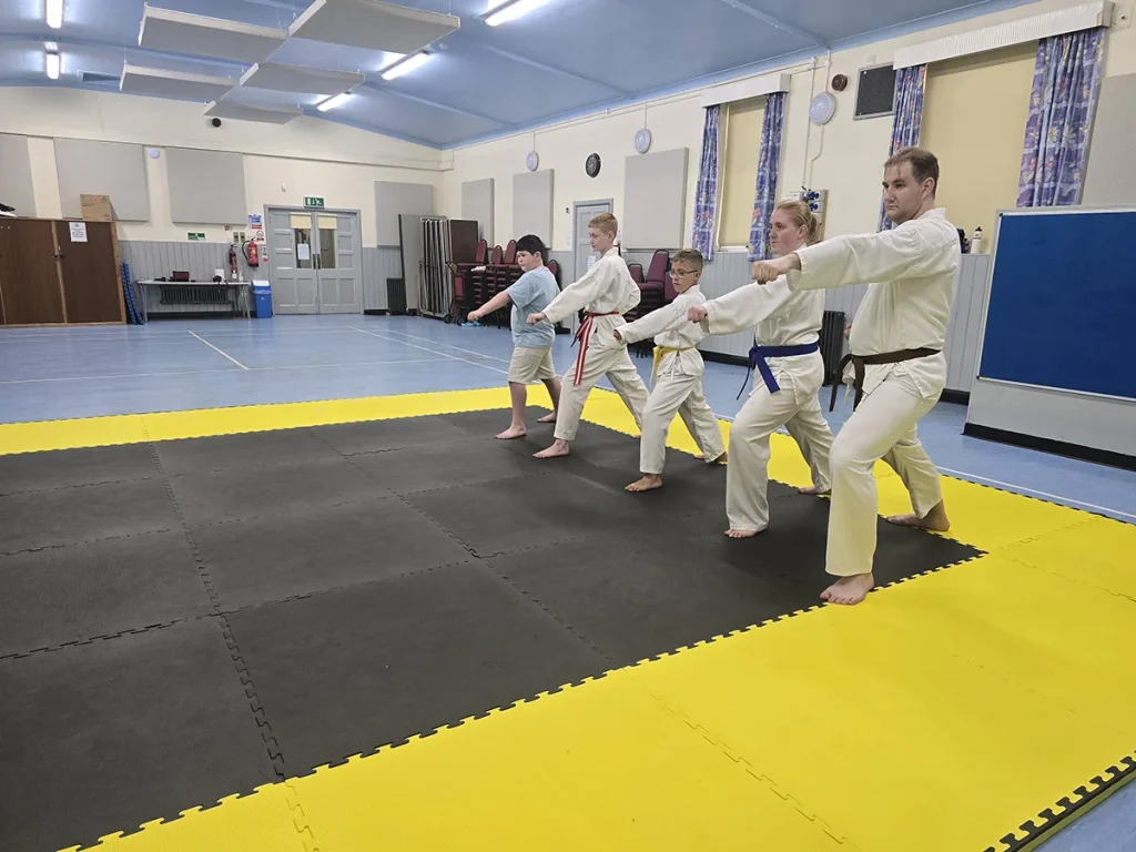 Students training together at St Martins Karate Carnforth