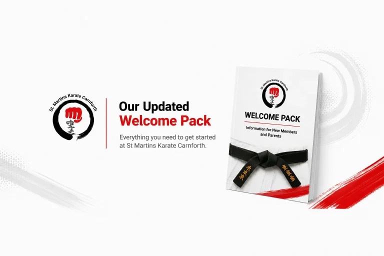 Graphic announcing the updated St Martins Karate Carnforth Welcome Pack